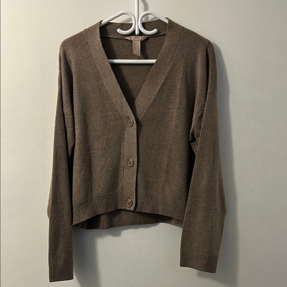 H&M Brown V-Neck Button-Up Women's Sweater